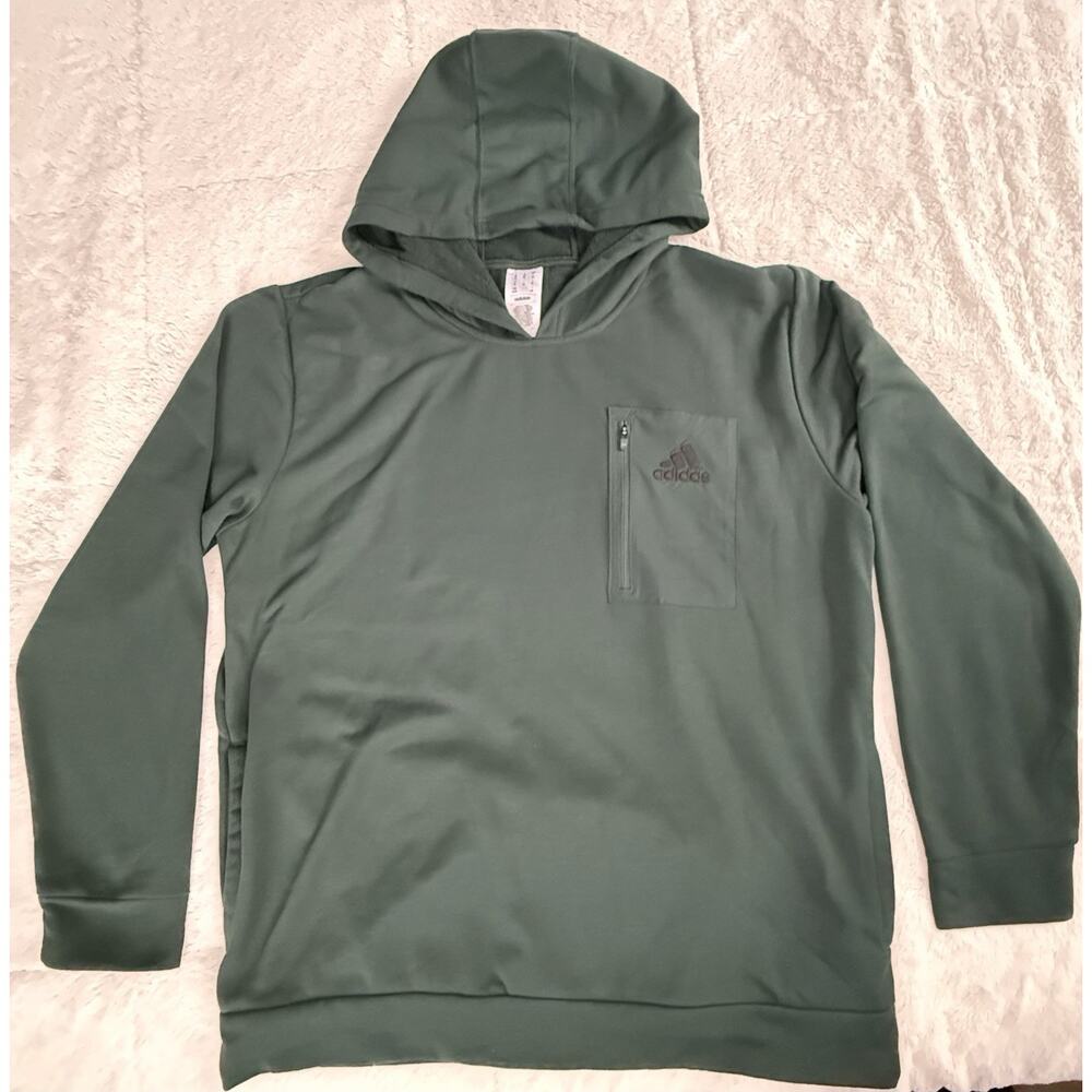 Adidas Men's Regular Fit Kangaroo Pocket Chest Pocket Hoodie Dark Green XL